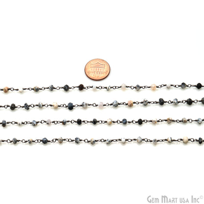 Dendrite Opal Oxidized Wire Wrapped Beads Rosary Chain (762845691951)