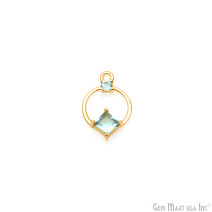 DIY Blue Topaz Gold Plated Round Single Bail Connector 1pc