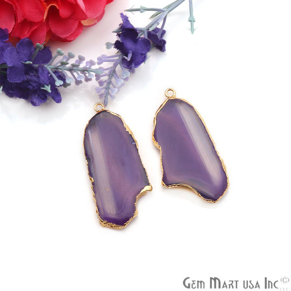 Agate Slice 23x48mm Gold...