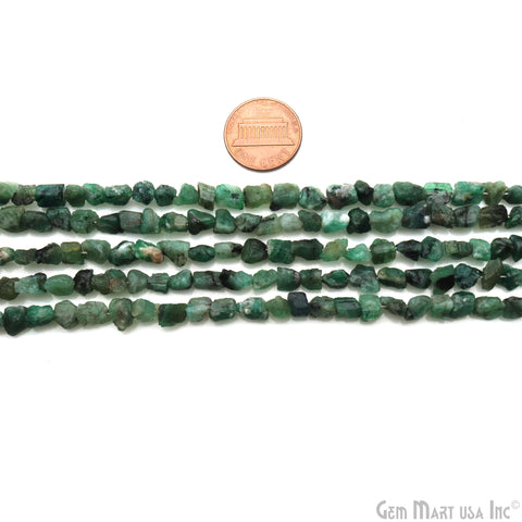 Emerald Rough Nugget Chunks 7x5mm Beads Gemstone 8 Inch Strands