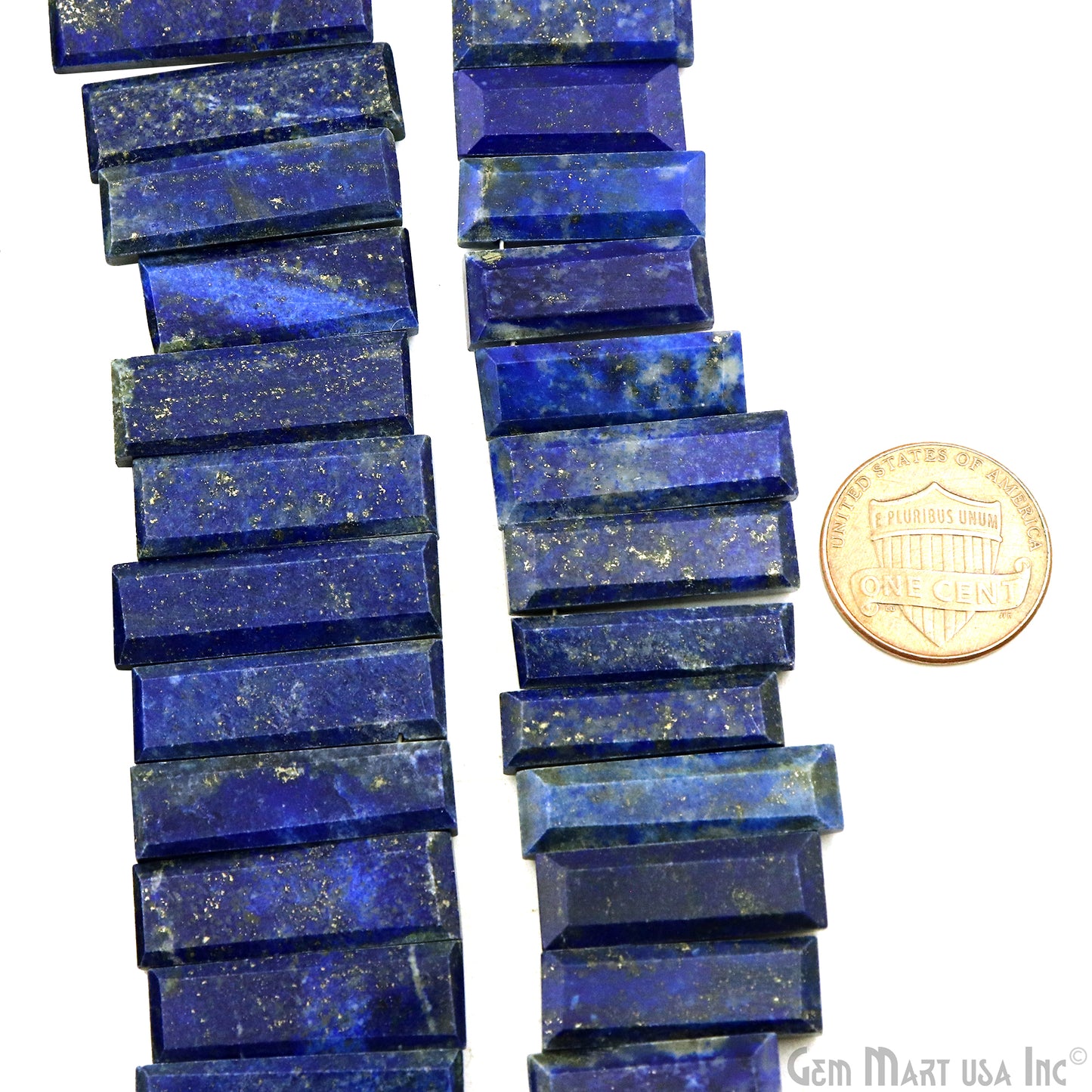 Lapis Rectangle Beads, 9 Inch Gemstone Strands, Drilled Strung Briolette Beads, Rectangle Shape, 28x10mm