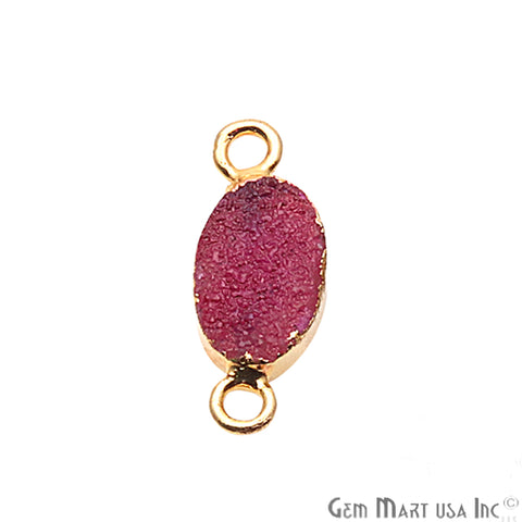 Gold Electroplated Druzy 7x9mm Oval Gold Plated Double Bail Gemstone Connector - GemMartUSA