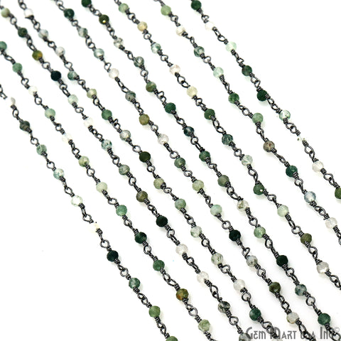 Green Rutile Oxidized Wire Wrapped Gemstone Beads Rosary Chain