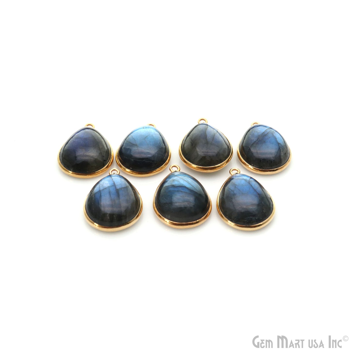 Flashy Labradorite Cabochon 15x20mm Pears Single Bail Gold Plated Gemstone Connector