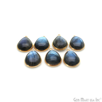 Flashy Labradorite Cabochon 15x20mm Pears Single Bail Gold Plated Gemstone Connector