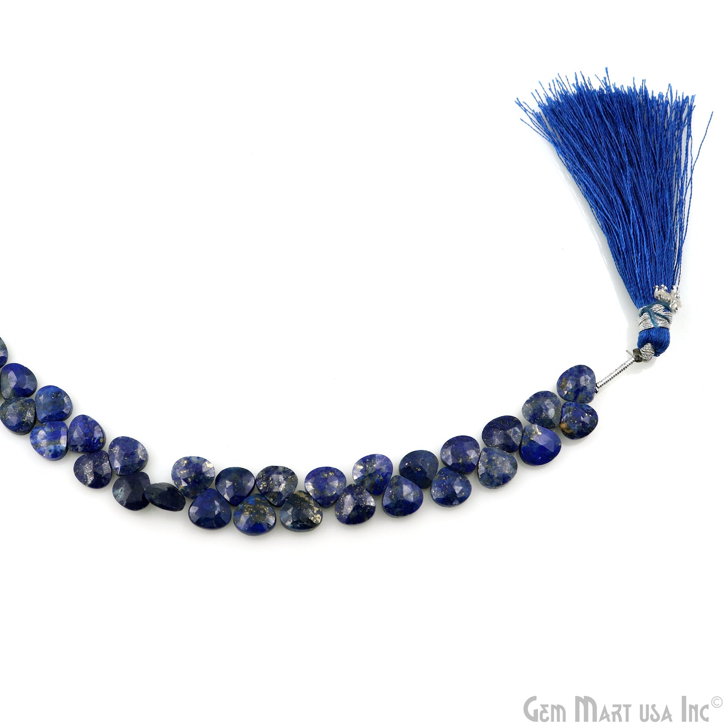 Lapis Heart Beads, 7 Inch Gemstone Strands, Drilled Strung Briolette Beads, Heart Shape, 7mm