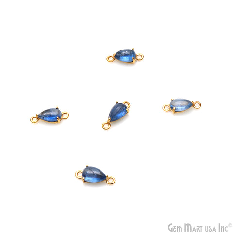Kyanite Prong Setting Pears 7x5mm Gold Plated Double Bail Connector