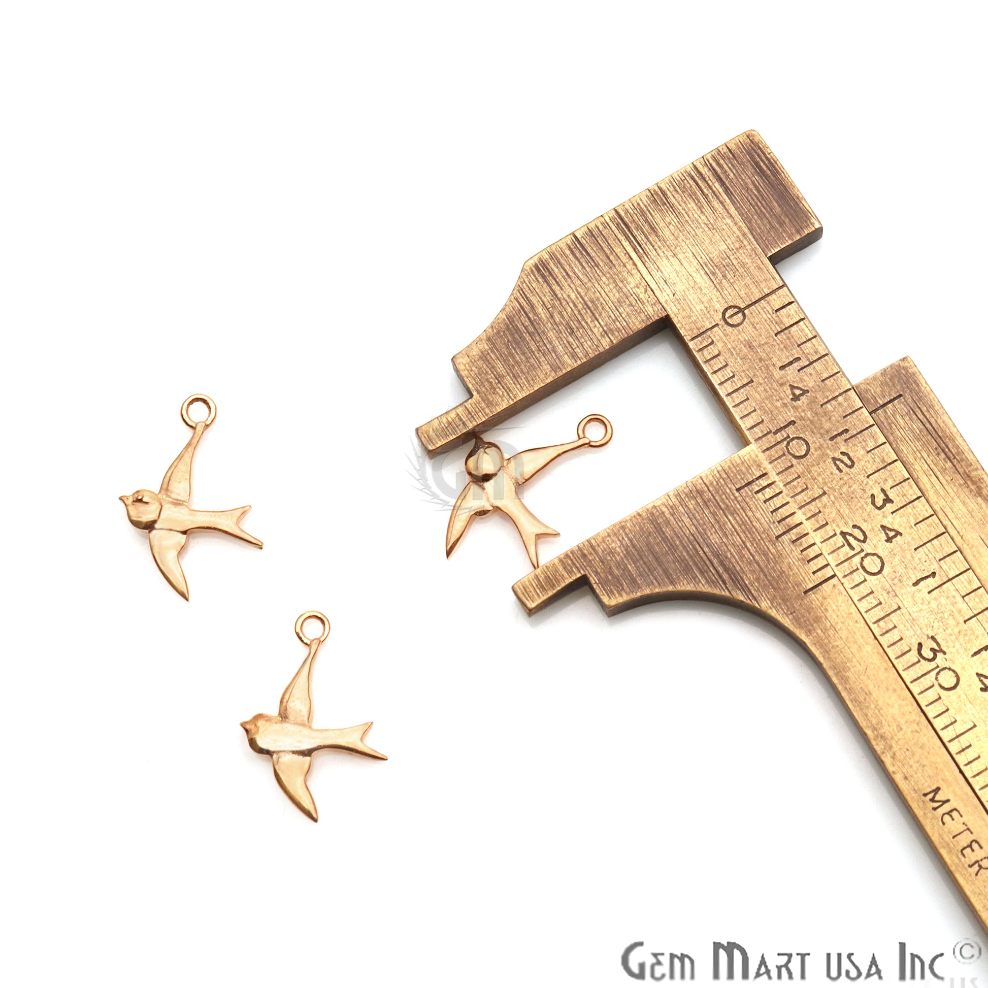 Bird Shape 16x10mm Gold Plated Finding Charm, DIY Jewelry - GemMartUSA