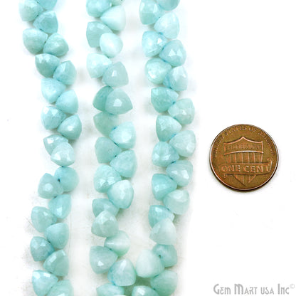 Amazonite Triangle Beads, 8 Inch Gemstone Strands, Drilled Strung Briolette Beads, Triangle Shape, 6-7mm