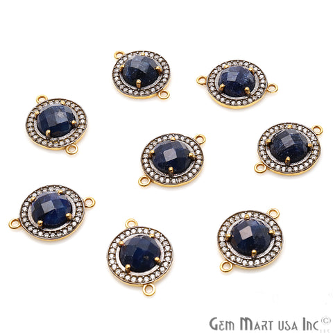 Cubic Zircon Pave Druzy 8mm Round Gold Plated Double Bail Connector (Pick Stone) - GemMartUSA