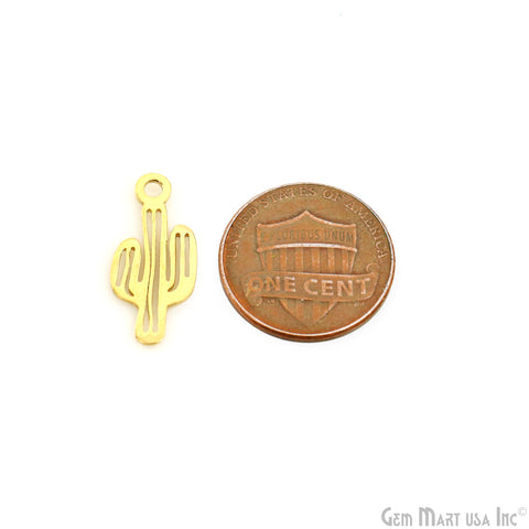 Cactus Charm Laser Finding Gold Plated Charm For Bracelets & Pendants