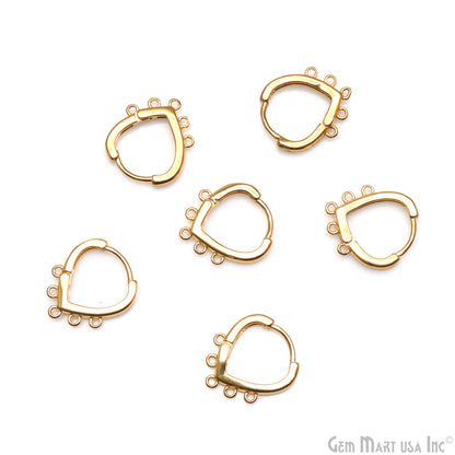 DIY Heart 5 Loop Hoop Clasp Finding Studs Gold Plated Hoop Earring 1 Pair