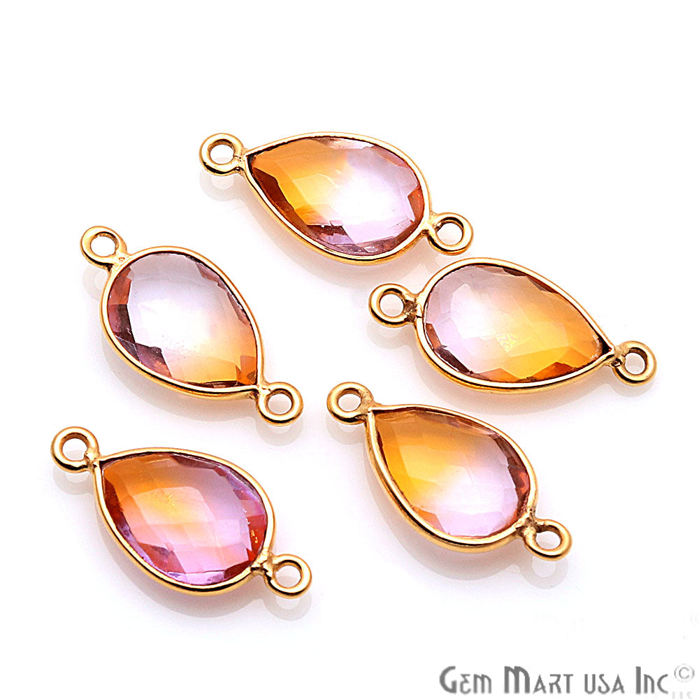 Doublet Aura Quartz 8x12mm Pear Connector (Pick Color,Bail or plating) - GemMartUSA