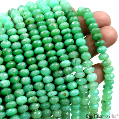 Chrysoprase Rondelle Beads, 13 Inch Gemstone Strands, Drilled Strung Nugget Beads, Faceted Round, 8-9mm