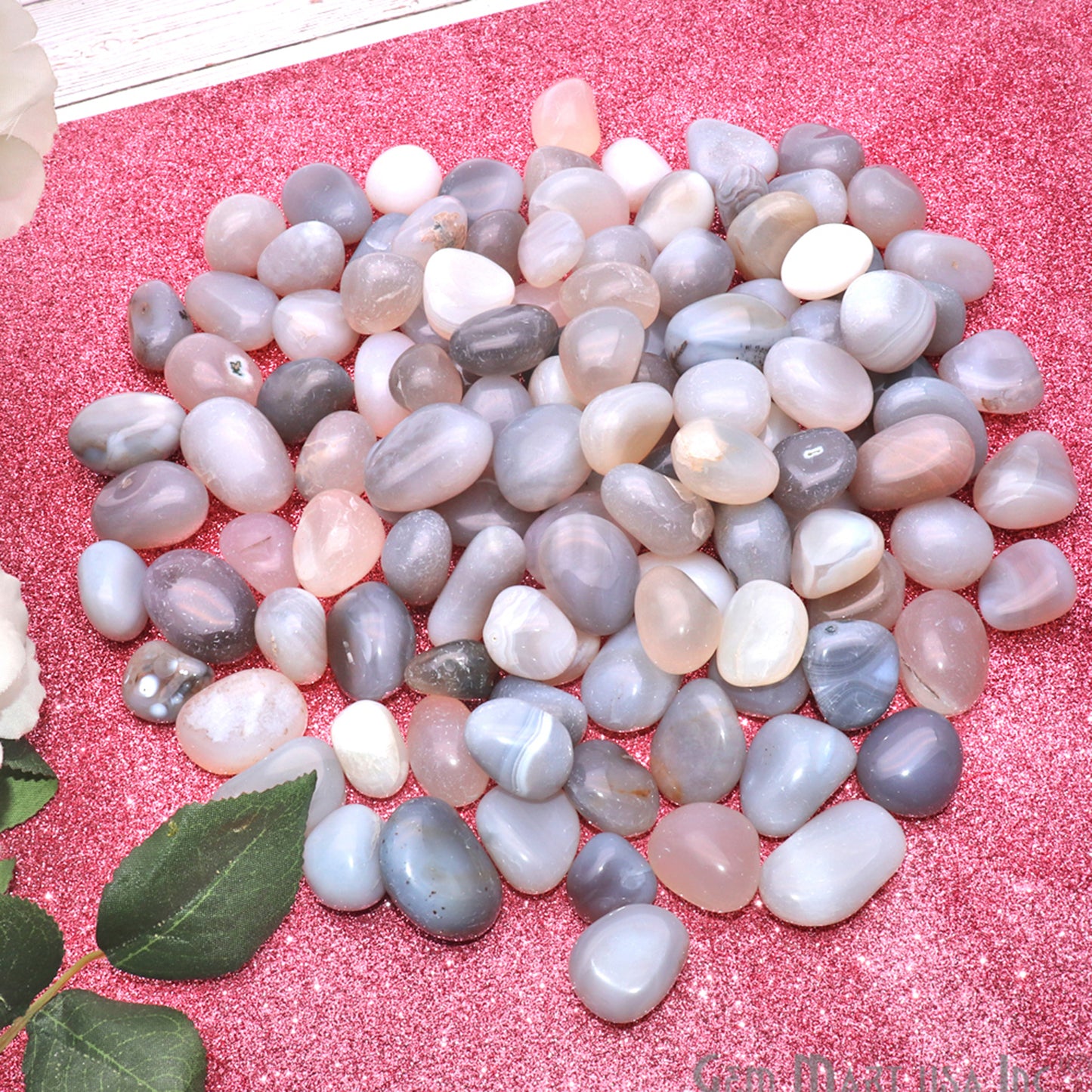 3.53oz Lot Gray Chalcedony Tumbled, Reiki Healing, Beach Stone, Wiccan Stone - GemMartUSA