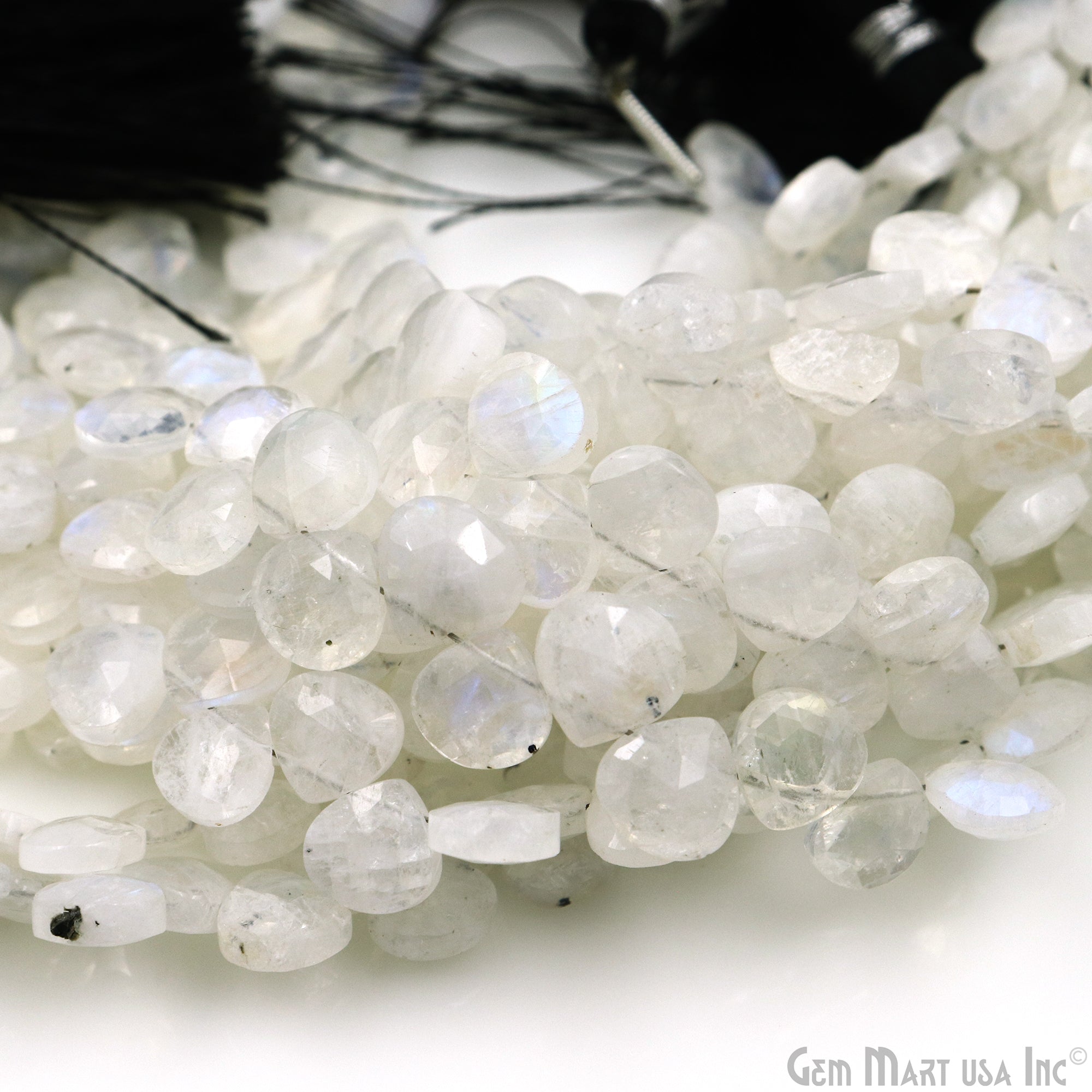 Rainbow Moonstone Faceted Heart Shape 7mm Beads Gemstone 7 Inch Strands