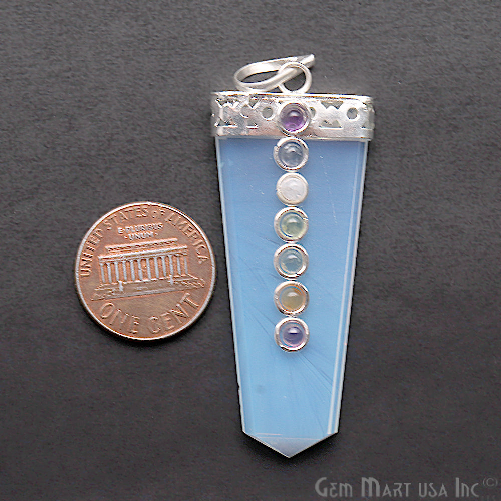 DIY 7 Chakra Healing Gemstone Silver 60x20mm Terminated Pendant (Pick Stone) - GemMartUSA