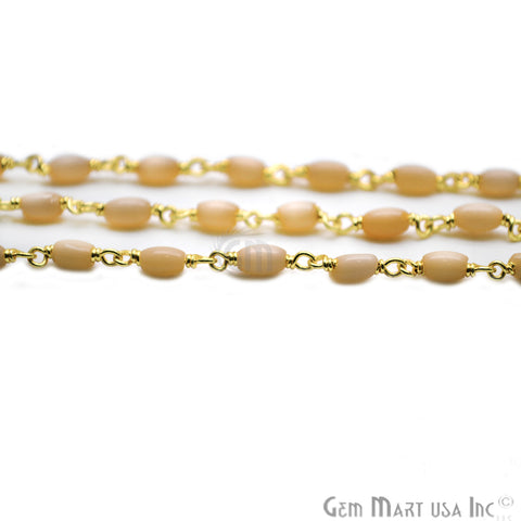 Caramel Monalisa Gold Plated Wire Wrapped Rosary Chain (763911405615)