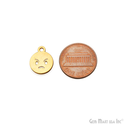 Emoji Shape Laser Finding Gold Plated 14.9x12mm Charm For Bracelets & Pendants