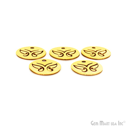 Butterfly Round Shape Charm Laser Finding Gold Plated 17mm Charm For Bracelets & Pendants