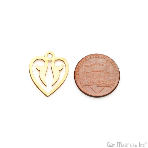 Heart Shape Laser Finding Gold Plated 20x16.2mm Charm For Bracelets & Pendants
