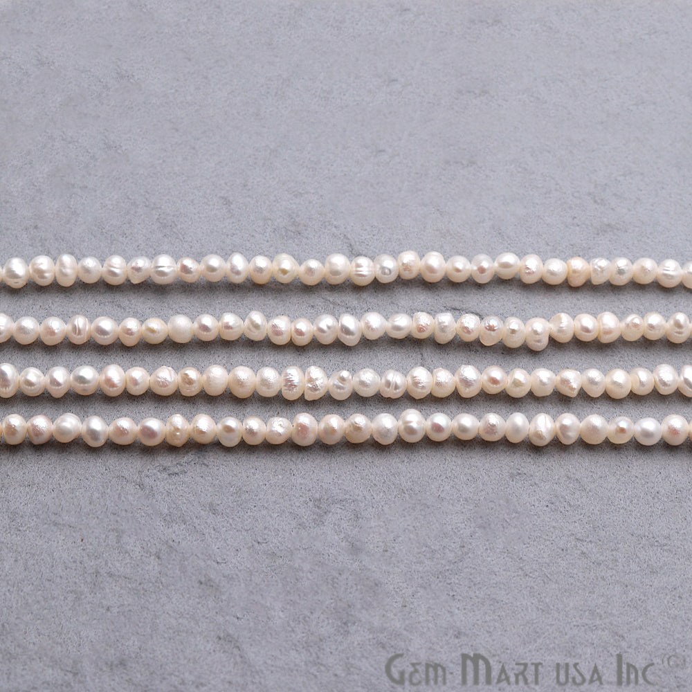 Pearl Round Beads 3-4mm Gemstone Rondelle Beads - GemMartUSA