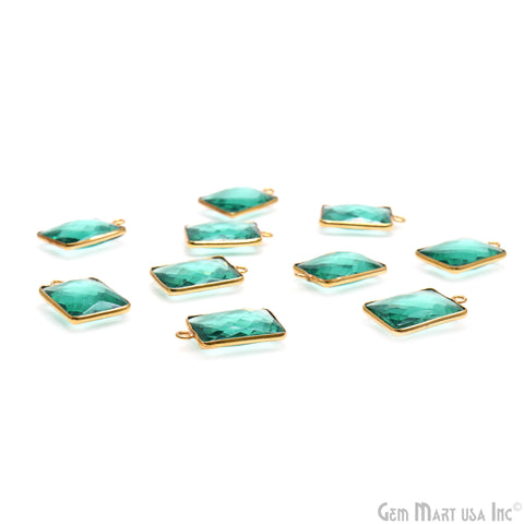 Apatite Baguette Shape 12x16mm Gold Plated Single Bail Gemstone Connector