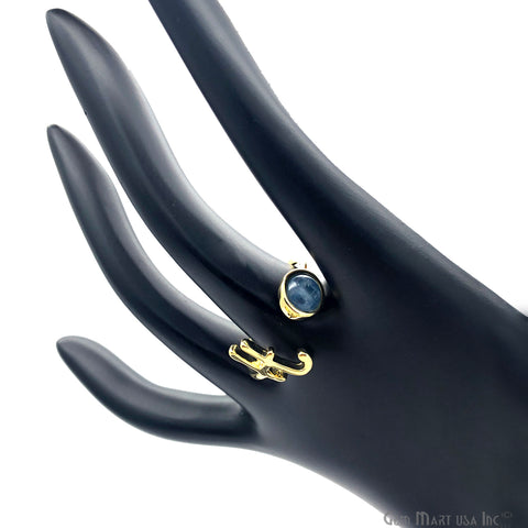 Initial Letter Lapis Lazuli Adjustable Ring (Pick Your Letter) - GemMartUSA