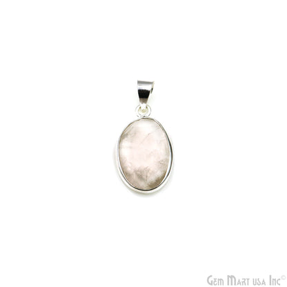 Rose Quartz Gemstone Oval 26x15mm Sterling Silver Necklace Pendant 1PC