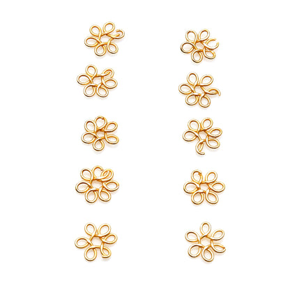 10pc Lot Leaf Finding 7mm Gold Plated Chandelier Jewelry Charm - GemMartUSA