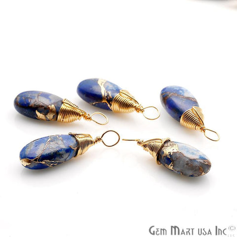 Gold Wire Wrapped 21x7mm Jewelry Making Drop Connector (Pick Your Gemstone) - GemMartUSA