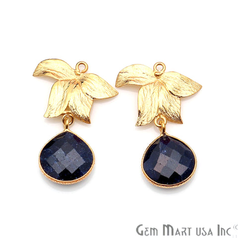 Flower Shape 30x20mm Gold Plated Gemstone Dangle Connector - 1pc