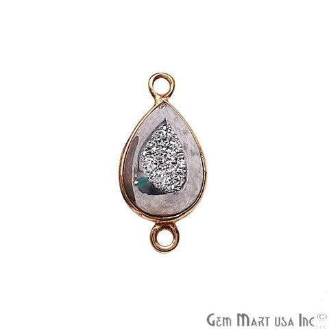 Window Druzy 8x12mm Pears Bezel Cave Druzy Connector (Pick Color, Bail, Plating)