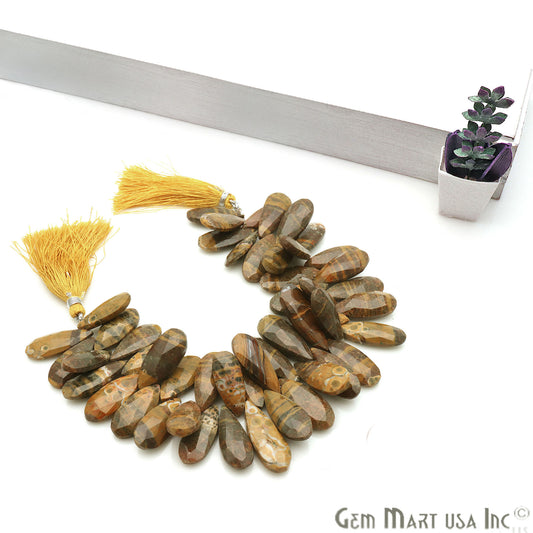 Yellow Jasper Pears 23x10mm Crafting Beads Gemstone Strands 8INCH - GemmartUSA