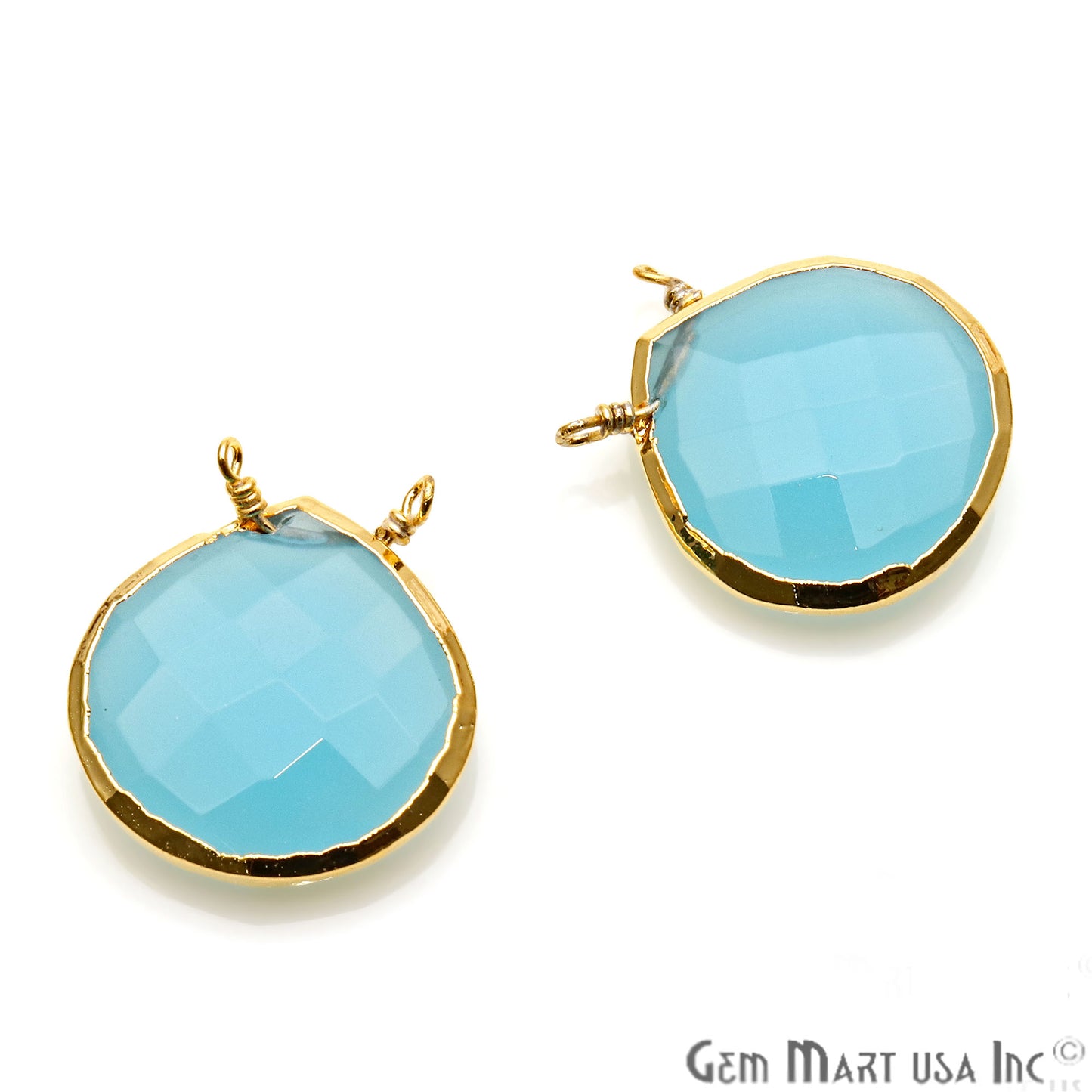 Gemstone 22x20mm Heart Shape Gold Electroplated Connector