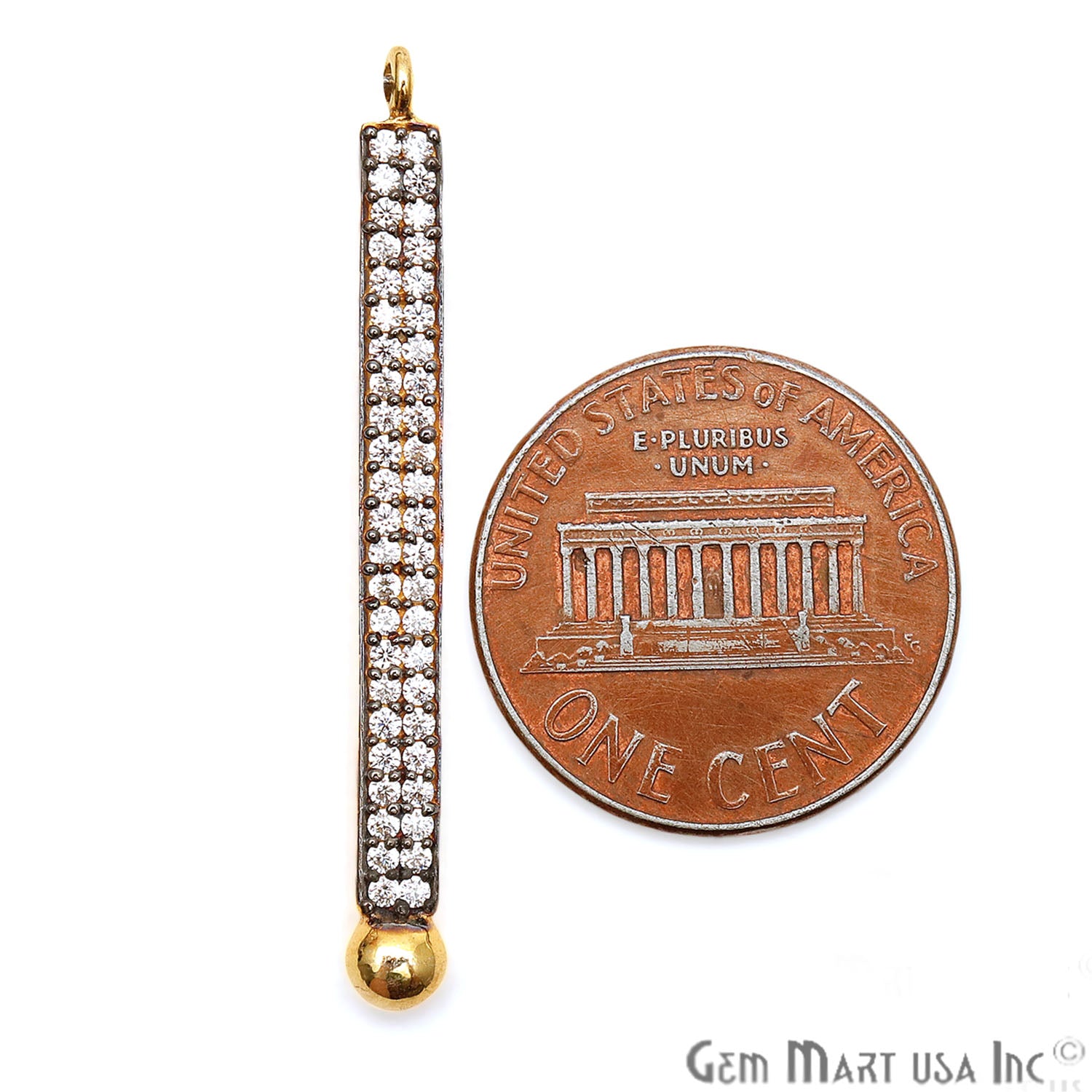 Cubic Zircon Pave Gold Vermeil Charm for Bracelet Pendants & Necklace - GemMartUSA