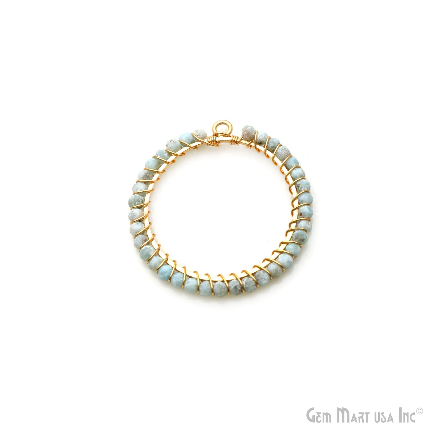 Round Hoop Beaded 34mm Gold Wire Wrapped Hoop Connector