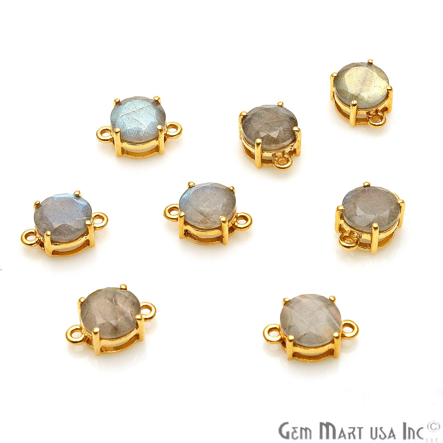 Labradorite Prong Setting Gold Plated Flashy Gemstone Connector - GemMartUSA