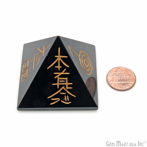 Pyramid Reiki Symbol Engraved Symbols 46x40mm Healing Meditation Gemstones