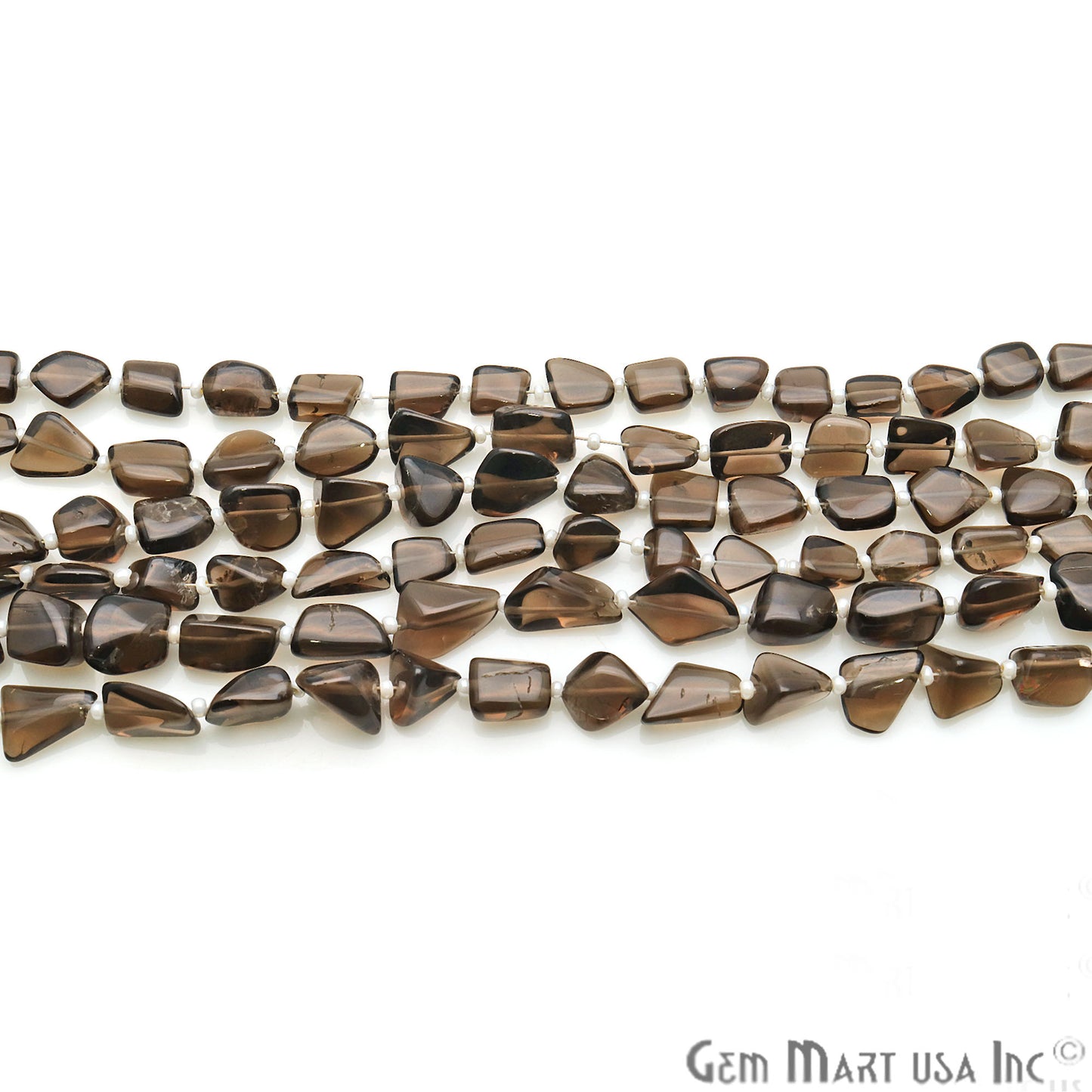 Smoky Topaz Free Form 9x7mm Tumble Beads Gemstone Strands - GemMartUSA