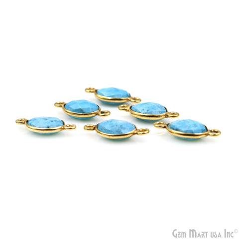 Turquoise 8x10mm Oval Double Bail Gold Bezel Gemstone Connector