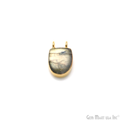 Labradorite Semi Oval 16x10mm Gold Electroplated Double Bail Connector