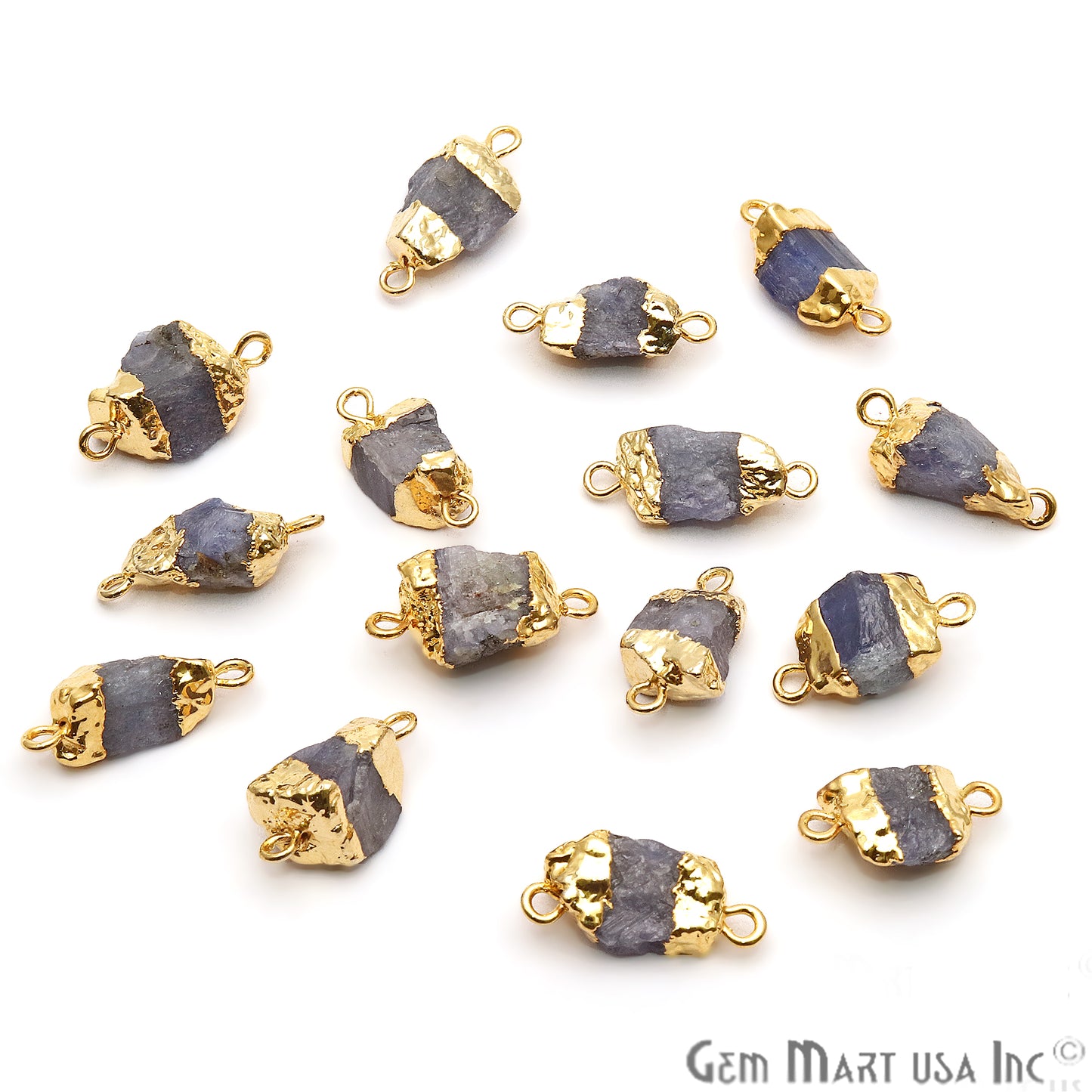 Rough Tanzanite Organic 19x10mm Gold Electroplated Pendant Connector - GemMartUSA