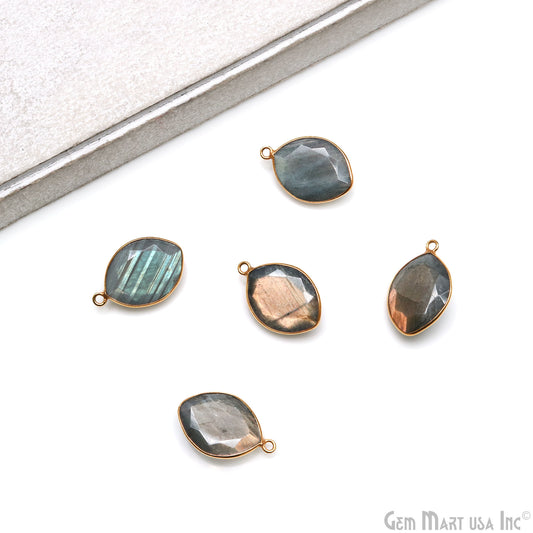 Labradorite Marquise 14x18mm Gold Plated Single Bail Gemstone Bezel Connector