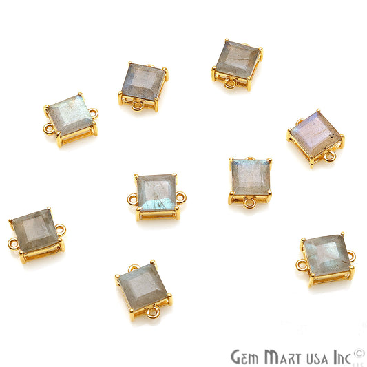 Labradorite Prong Setting Gold Plated Flashy Gemstone Connector - GemMartUSA