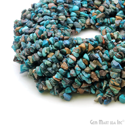 Chrysocolla Chip Beads, 34 Inch, Natural Chip Strands, Drilled Strung Nugget Beads, 7-10mm, Polished, GemMartUSA (CHCH-70004)