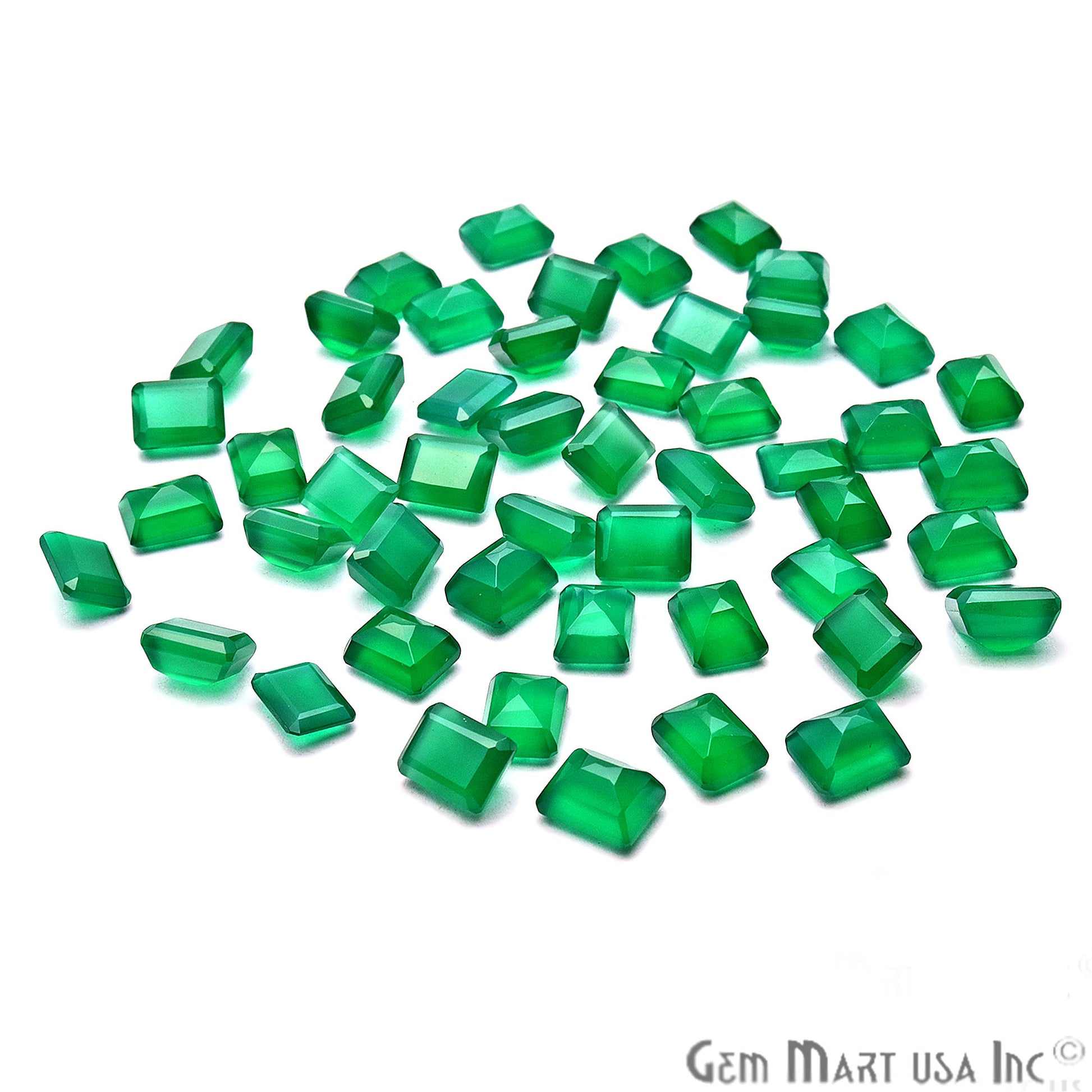 Green Onyx Rectangle Shape 6x8mm Faceted Loose Gemstone - GemMartUSA