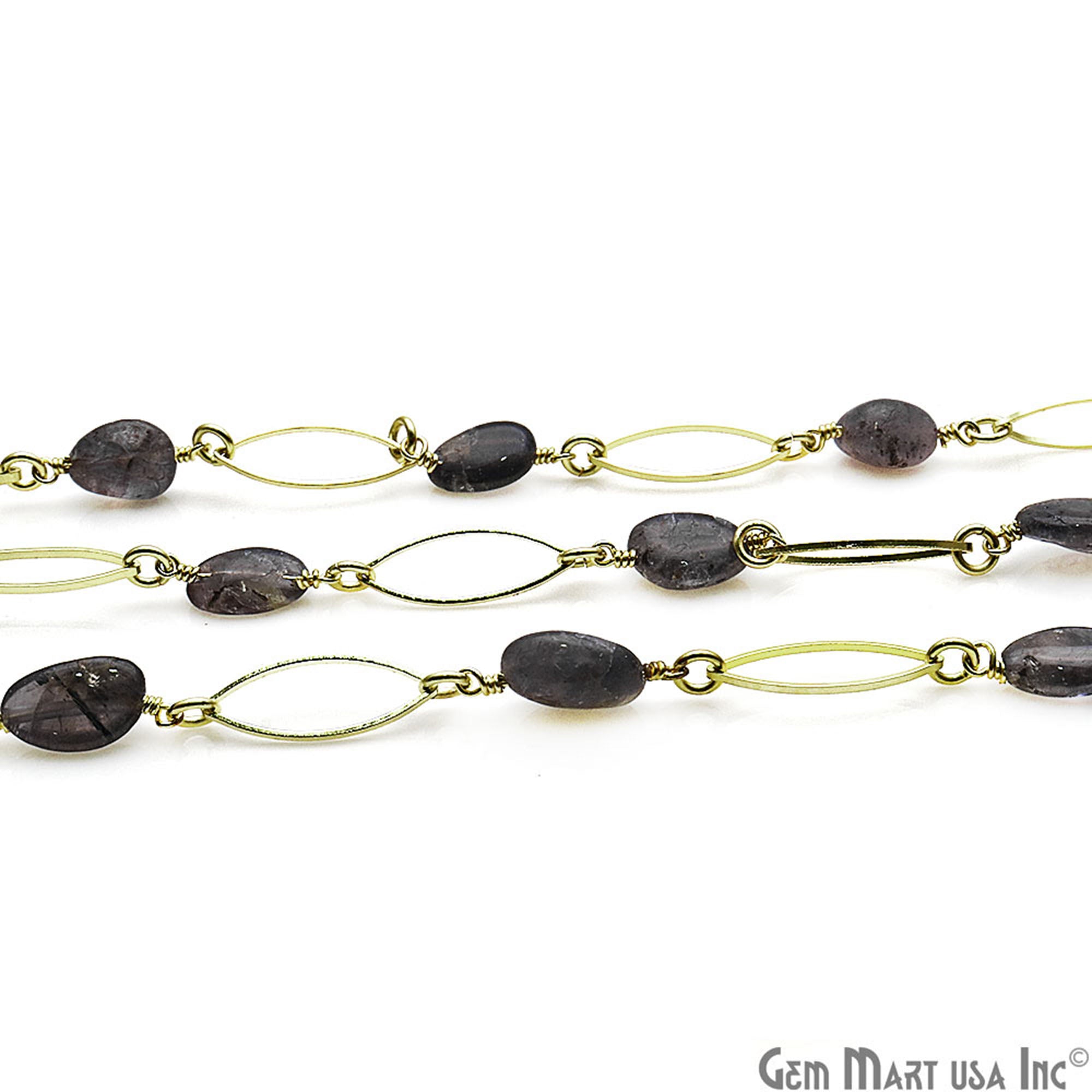 Iolite Gold Plated Marquise Finding Rosary Chain - GemMartUSA