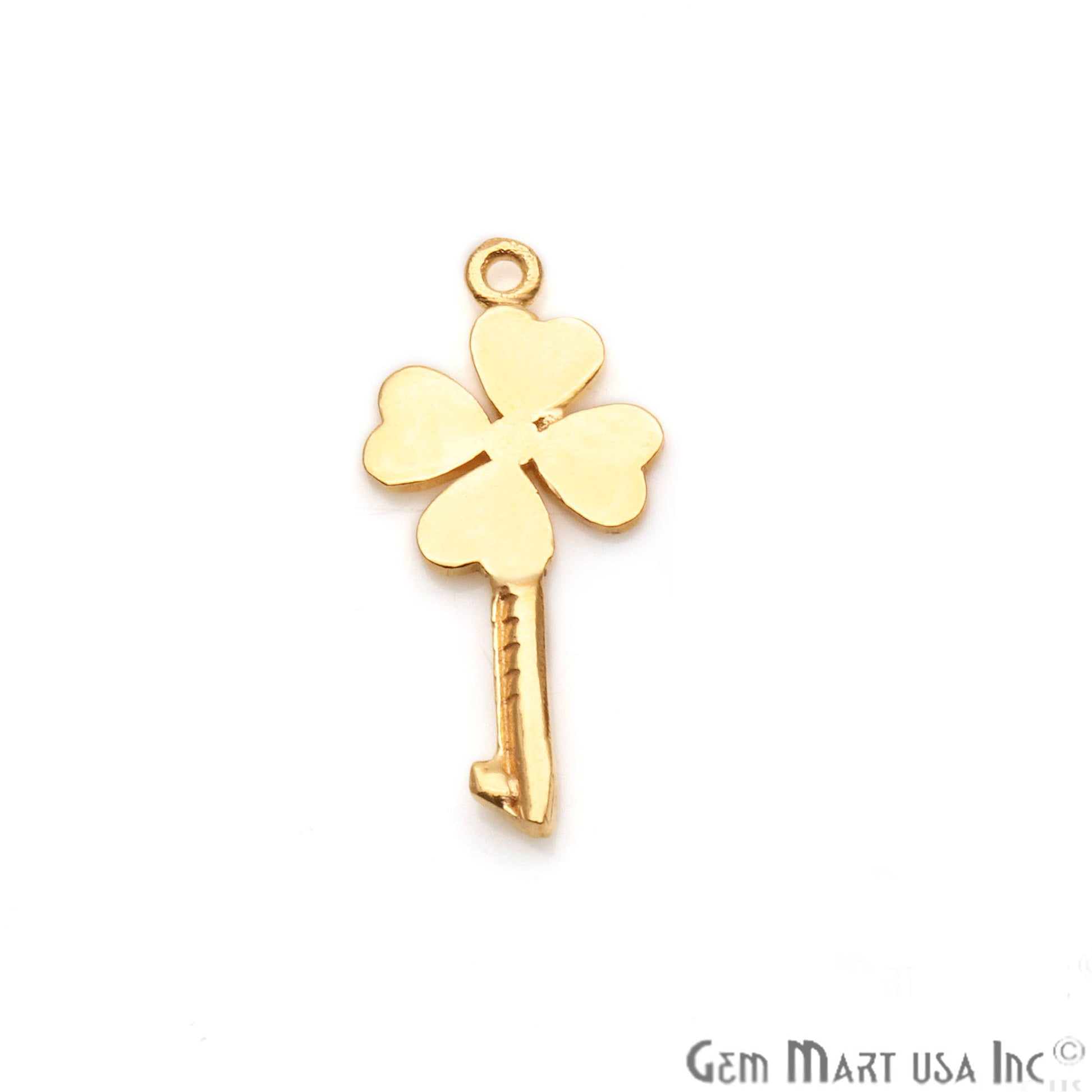 Key Shape 27x12mm Gold Plated Finding Charm, DIY Jewelry - GemMartUSA