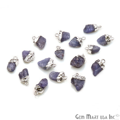 Rough Tanzanite Organic 19x12mm Silver Electroplated Gemstone Connector - GemMartUSA